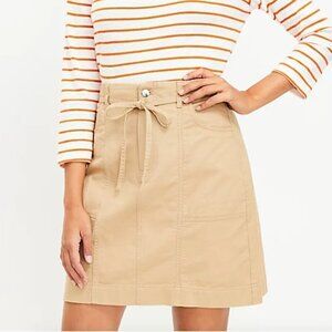LOFT Twill Tie Waist Pocket Skirt Size 8 Khaki